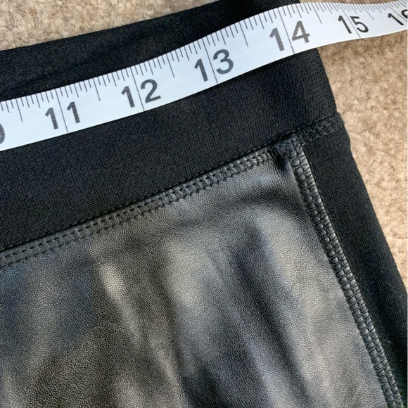 INC Sz6 black leather front and back with legging side pull on stretch leggings - Picture 5 of 6